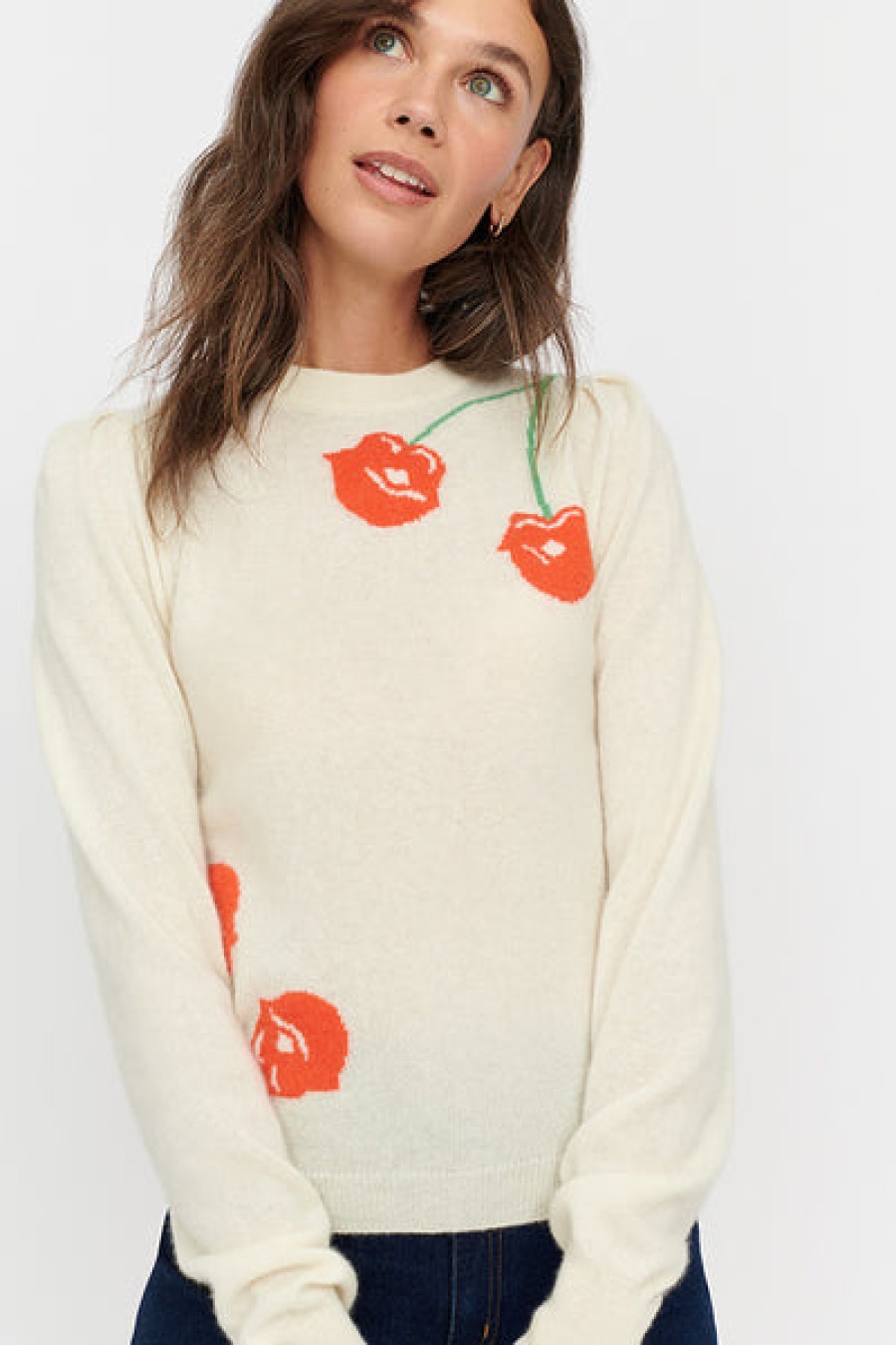 Online &Isla Cherry Lip Intarsia Crew