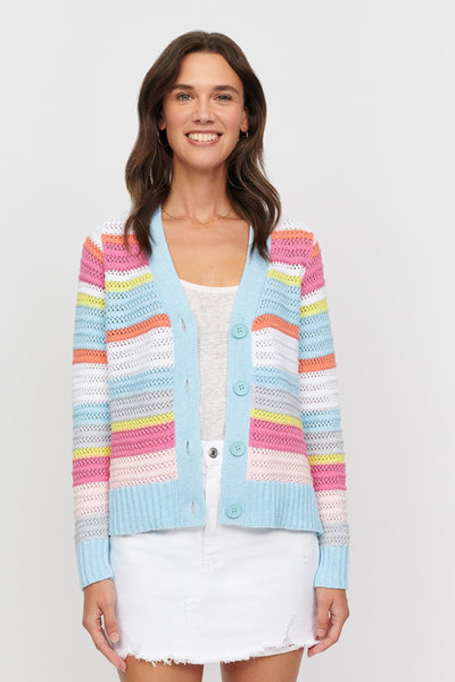 New &Isla Lauren Strukturierter V-Cardigan Mit Streifen