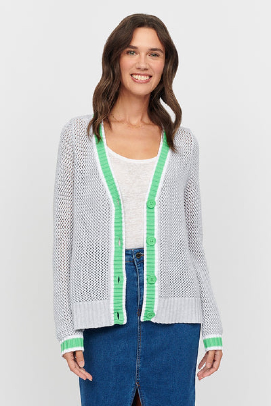 Best &Isla Lyla Mesh Stitch V-Cardigan