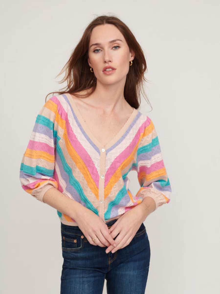 Clearance &Isla Reid Stripe Neuheit V-Cardigan