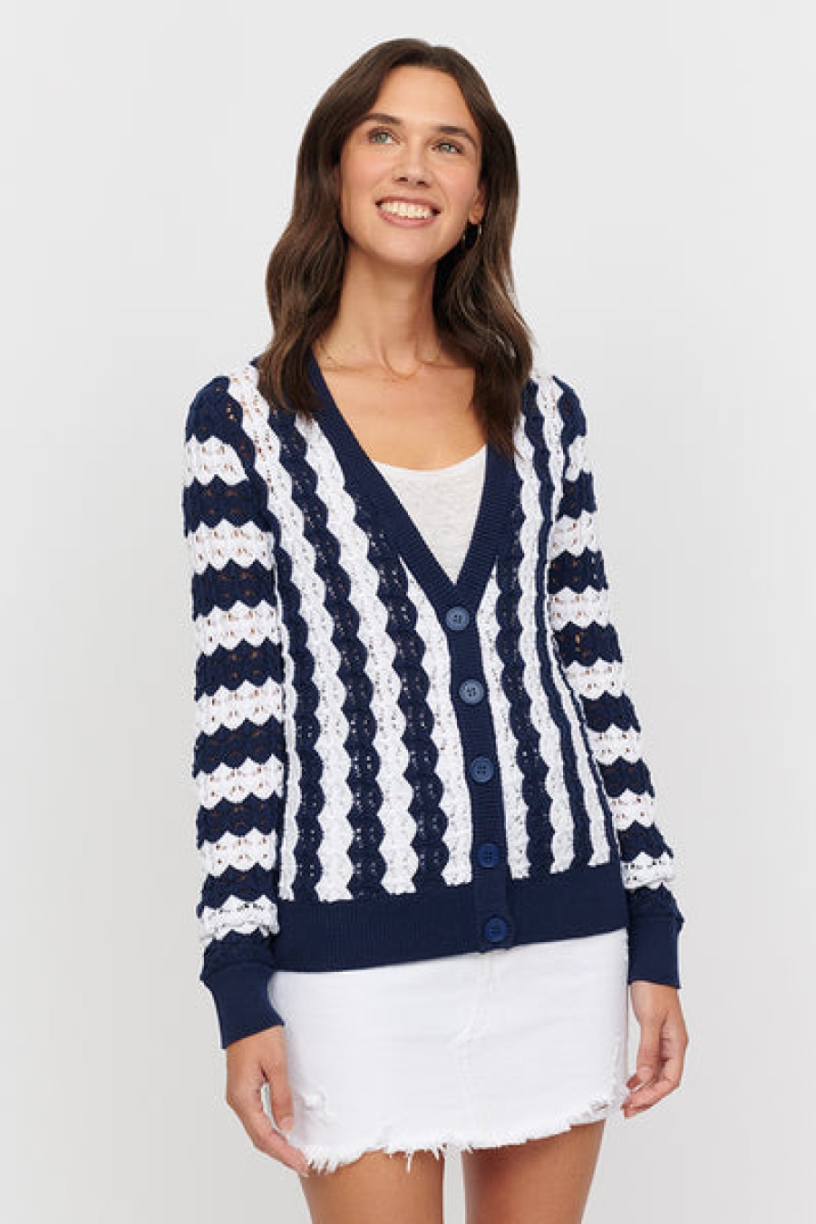 Hot &Isla Lily Wave Stripe V-Cardigan